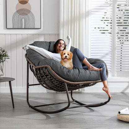 Find Your Comfort Zone. Our Woven Egg Chair features a luxuriously soft, oversized cushion. It's your perfect retreat for indoor lounging and outdoor sunny escapes.