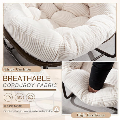 Find Your Comfort Zone. Our Woven Egg Chair features a luxuriously soft, oversized cushion. It's your perfect retreat for indoor lounging and outdoor sunny escapes.