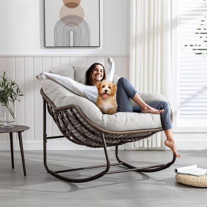 Find Your Comfort Zone. Our Woven Egg Chair features a luxuriously soft, oversized cushion. It's your perfect retreat for indoor lounging and outdoor sunny escapes.
