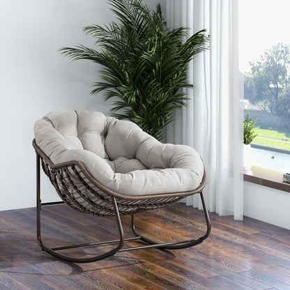 Find Your Comfort Zone. Our Woven Egg Chair features a luxuriously soft, oversized cushion. It's your perfect retreat for indoor lounging and outdoor sunny escapes.
