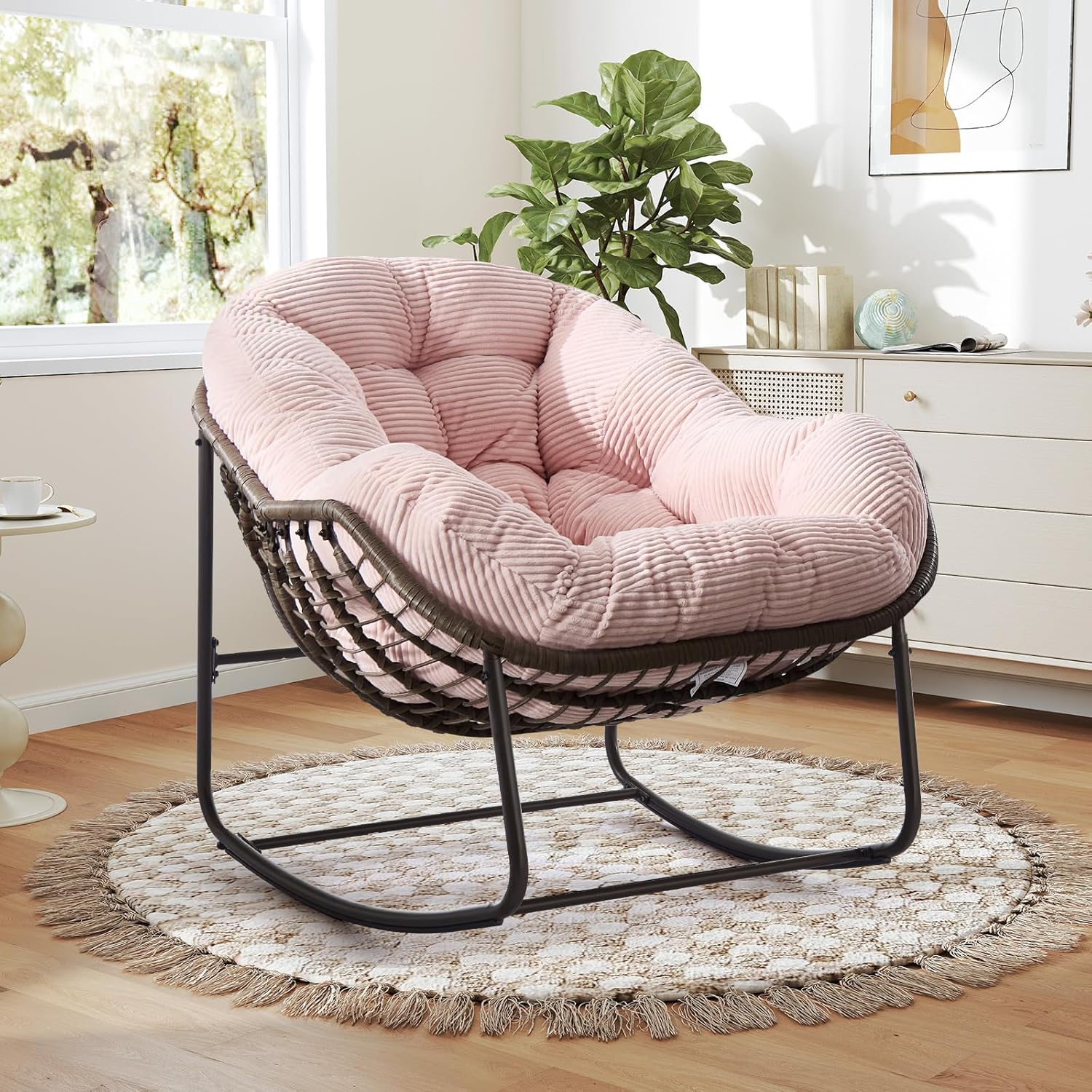 Find Your Comfort Zone. Our Woven Egg Chair features a luxuriously soft, oversized cushion. It's your perfect retreat for indoor lounging and outdoor sunny escapes.