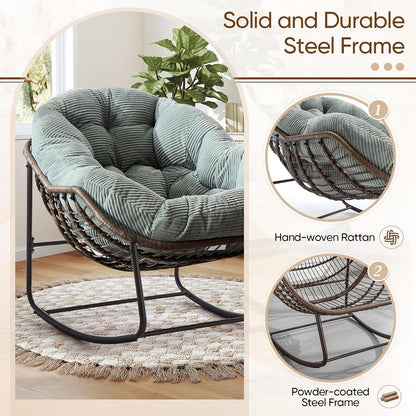 Find Your Comfort Zone. Our Woven Egg Chair features a luxuriously soft, oversized cushion. It's your perfect retreat for indoor lounging and outdoor sunny escapes.